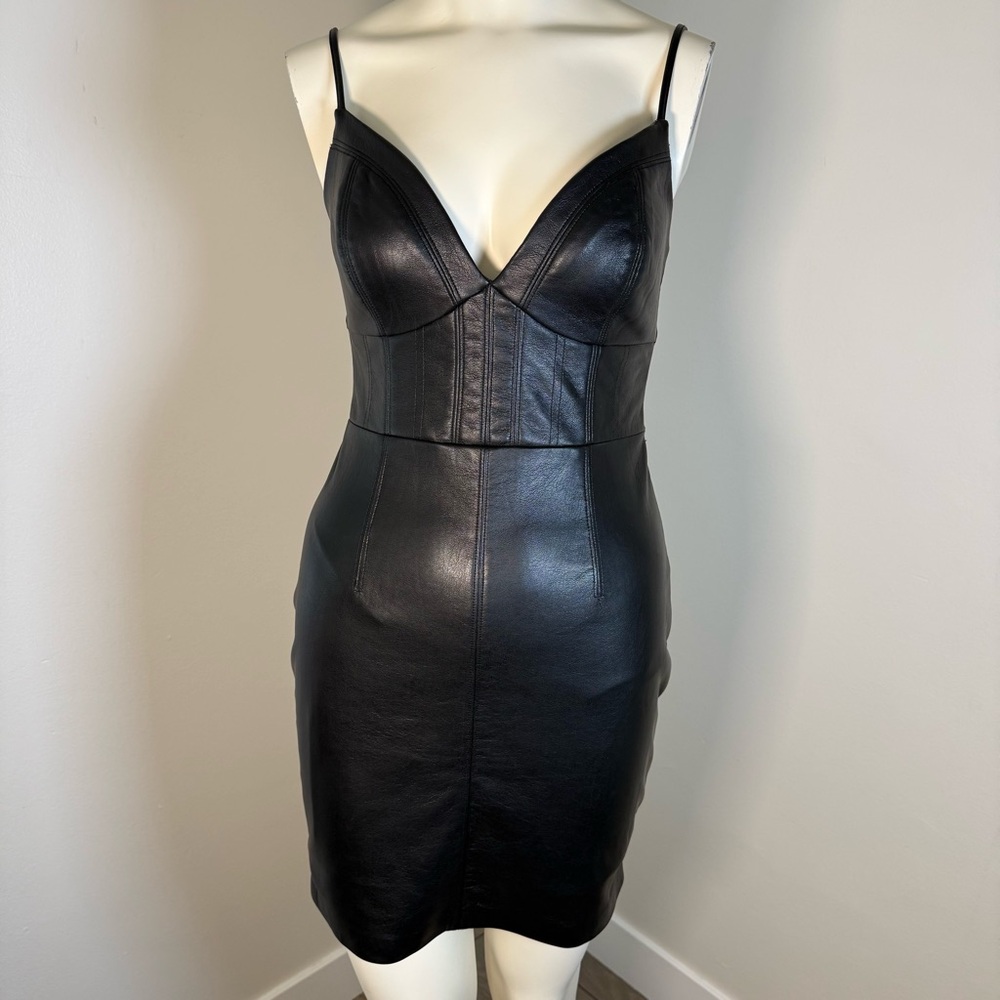 Guess Black Faux Leather Bodycon Dress